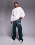 [Good For Nothing] Good For Nothing straight leg trackies in green with spray effect XL Mid Green