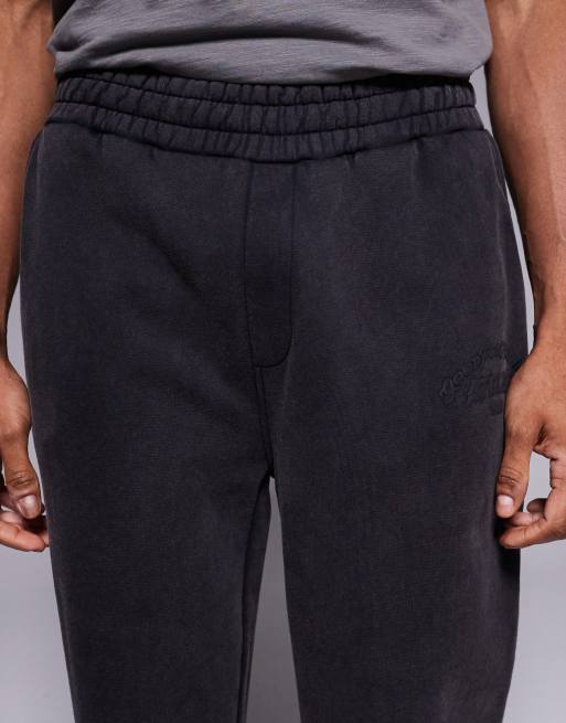 Good For Nothing straight leg trackies in washed black with logo print, 4 of 5