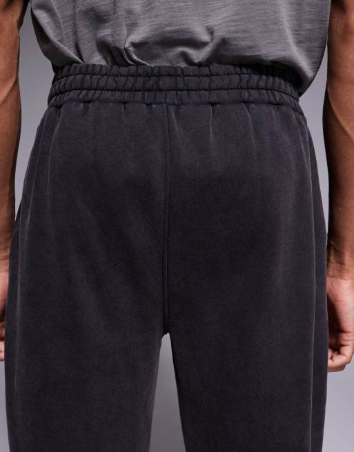 Good For Nothing straight leg trackies in washed black with logo print, 5 of 5