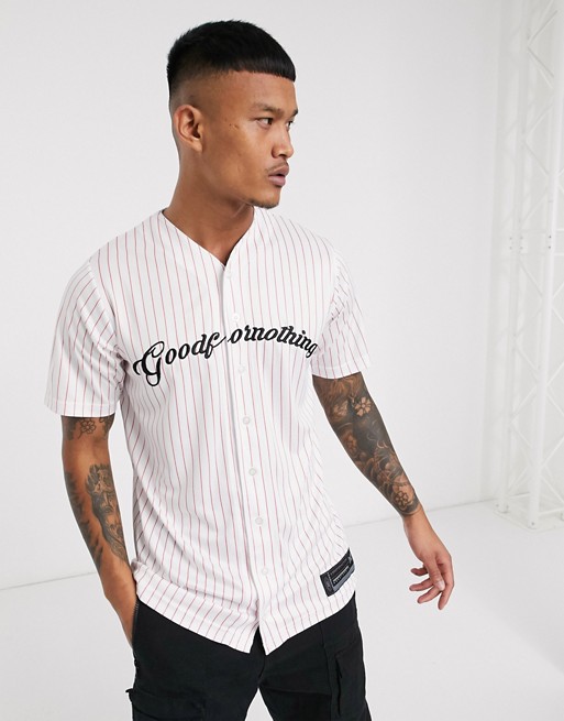 Good For Nothing striped script logo baseball t-shirt in white