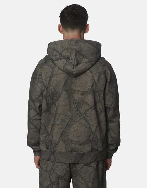 Good For Nothing - sudadera con capucha extragrande de algodón estampado camuflaje en gris, 2 de 6