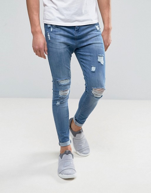 Good For Nothing super skinny jeans in blue with distressing | ASOS