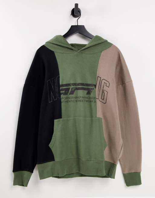 Good For Nothing – Svart och khakifärgat set i oversize av sweatshirttyg med delat tryck, 2 av 5
