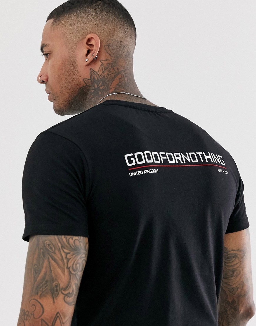 Good For Nothing – Svart t-shirt i muscle fit med logga baktill