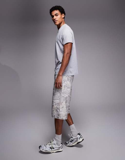 Good For Nothing – Svarta, kamouflagemönstrade, baggy jeansshorts i lång modell, 3 av 5