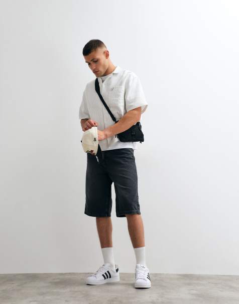 Good For Nothing – Svarta, stentvättade, baggy och långa shorts i denim - view 1