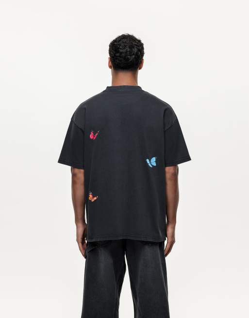 Good For Nothing – Svarttvättad t-shirt med fjärilstryck, 2 av 4