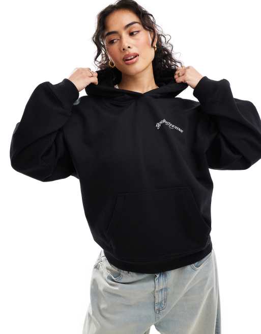 Good For Nothing Sweat a capuche court coupe oversize a logo Noir ASOS