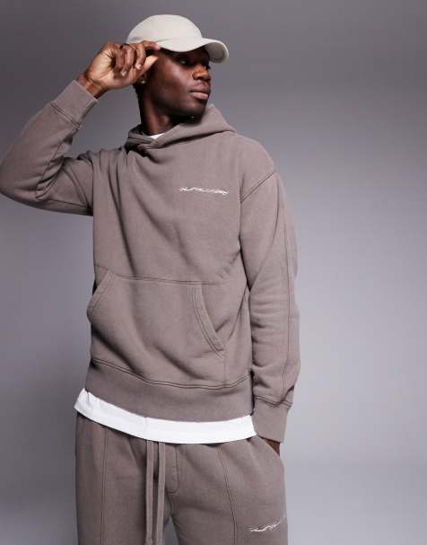 Good for Nothing - Sweat à capuche d'ensemble avec imprimé au dos - Taupe - view 1