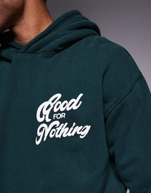 Good For Nothing - Sweat à capuche d'ensemble oversize à enfiler - Vert forêt, 5 de 5