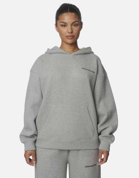 Good For Nothing sweat à capuche oversize en molleton riche en coton gris - view 1