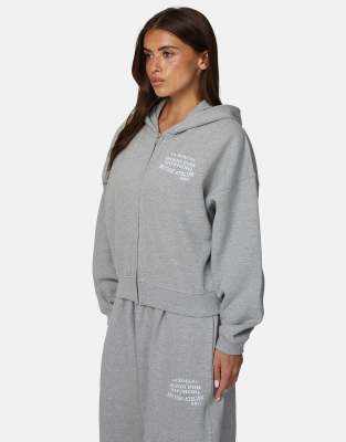 Sweat à capuche zippé à logo brodé - Gris XS