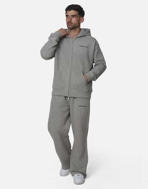 Good For Nothing sweat à capuche zippé oversize riche en coton gris, 3 de 4