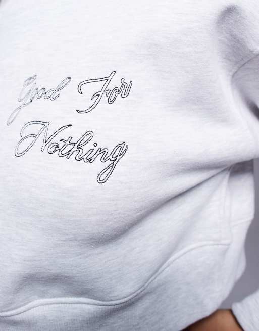 Good For Nothing - Sweat-shirt d'ensemble surjeté à col montant - Gris chiné, 2 de 4