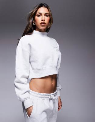 Good For Nothing - Sweatshirt in Grau meliert mit hohem Ausschnitt und Überwendlichnähten, Kombiteil