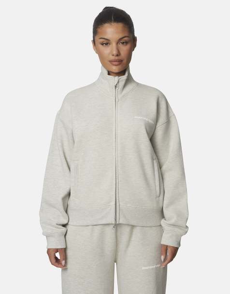 Good For Nothing Sweatshirt mit Reißverschluss, Funnel-Neck und Waschung in Grau - view 1