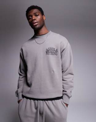 Good For Nothing Sweatshirt With Back Print In Gray