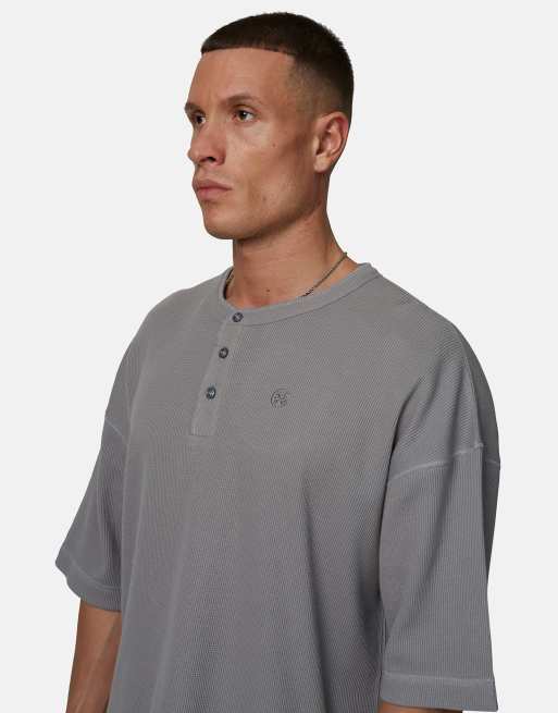 Good For Nothing - T-shirt coupe carrée à imprimé en tissu gaufré - Gris, 2 de 4