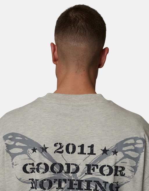 Good For Nothing - T-shirt coupe carrée à imprimé - Gris, 3 de 4
