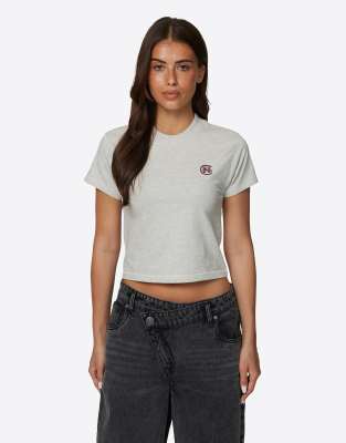 T-shirt effet rétréci en coton à monogramme - Gris M