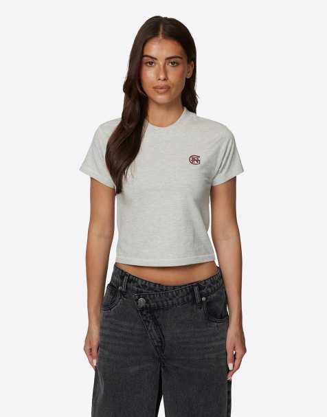 Good For Nothing - T-shirt effet rétréci en coton à monogramme - Gris - view 1