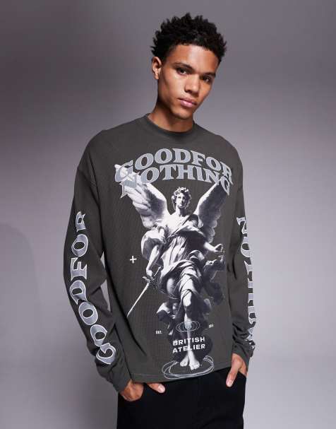 Good for nothing - T-shirt gaufré imprimé à manches longues - Anthracite - view 1