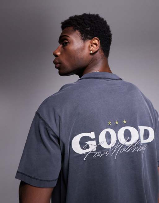 Good For Nothing - T-shirt grigia con effetto overdye spray e stampa sulla schiena , 2 di 4