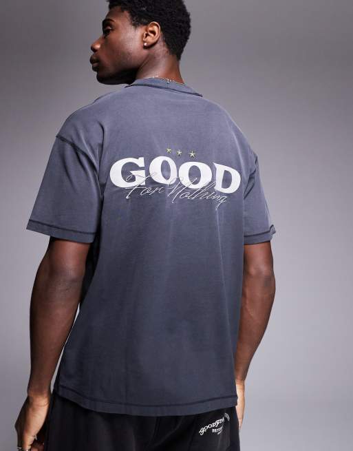 Good For Nothing - T-shirt grigia con effetto overdye spray e stampa sulla schiena , 4 di 4