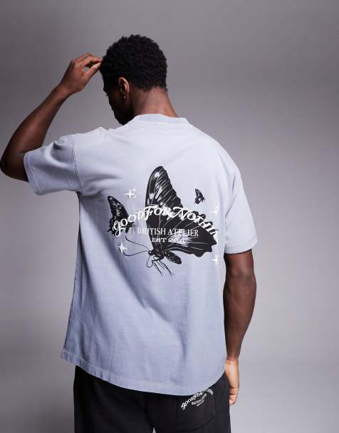 Good For Nothing - T-shirt grigia con stampa di farfalla sulla schiena - view 1