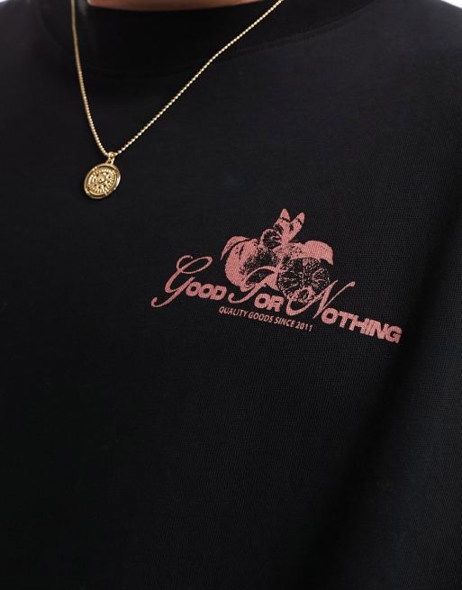 Good For Nothing - T-shirt met fruitprint in zwart met wassing, 4 van 4