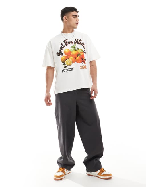 Good For Nothing - T-shirt met grafische sinaasappelprint in wit, 2 van 4