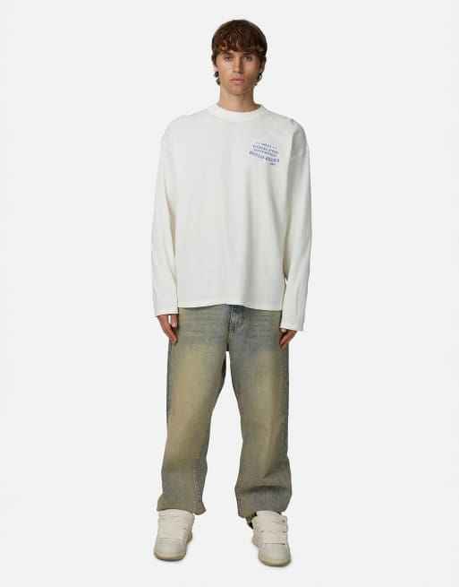 Good For Nothing - T-shirt mimetica a maniche lunghe bianca a nido d'ape, 4 di 4