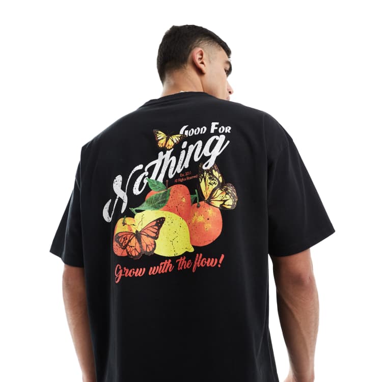 Good For Nothing T shirt nera con grafica con frutta sul retro ASOS