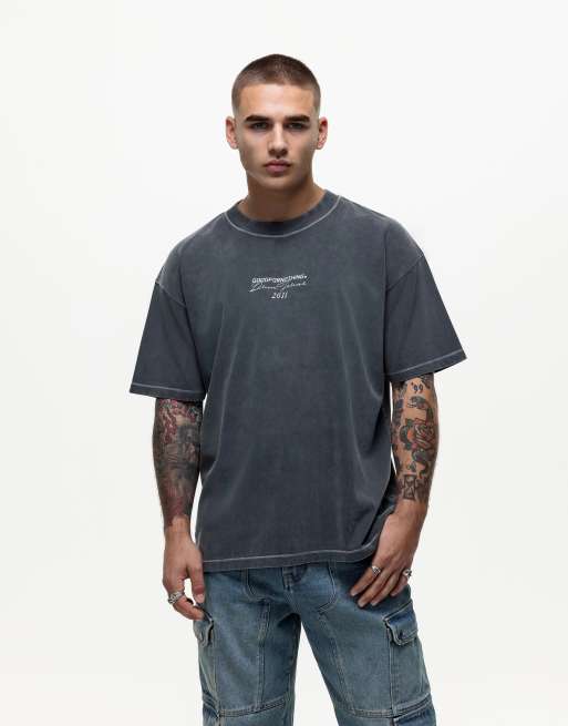 Good For Nothing - T-shirt oversize à coutures fantaisie - Noir délavé