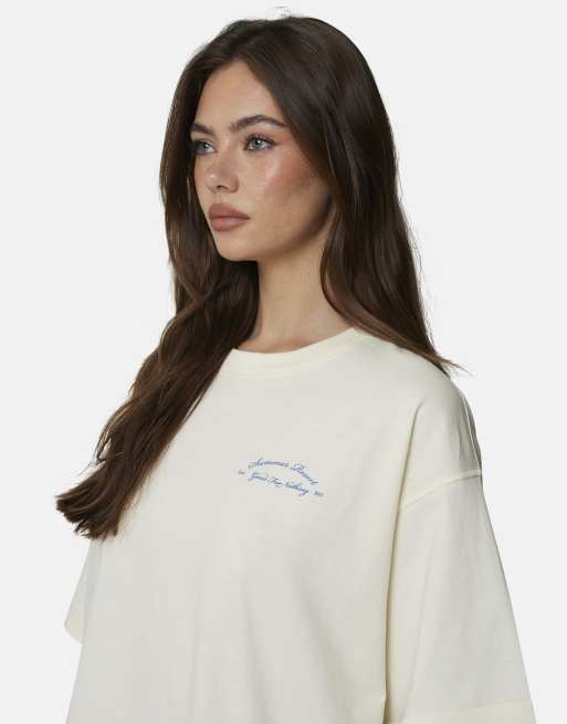 Good For Nothing - T-shirt oversize bianca con grafica, 4 di 4