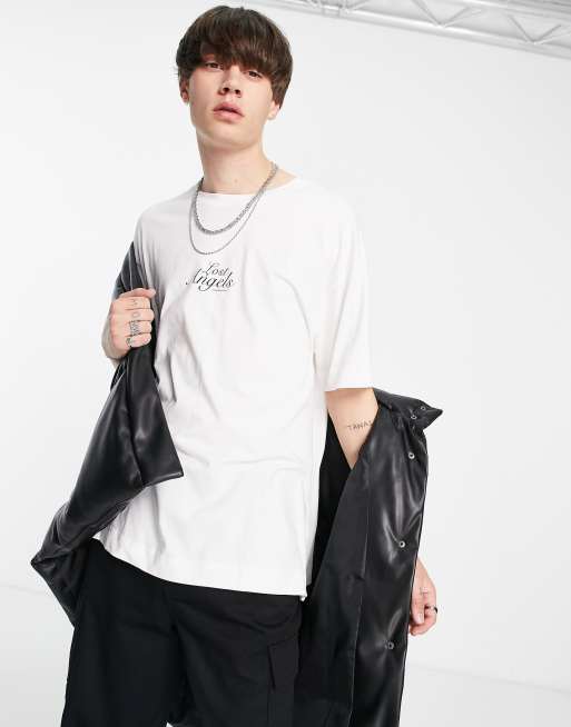 Good For Nothing - T-shirt oversize bianco sporco con ricamo sul petto in coordinato
