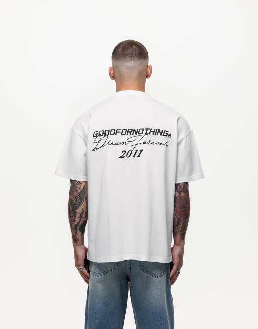 Good For Nothing - T-shirt oversize bianco sporco con stampa del logo sul retro