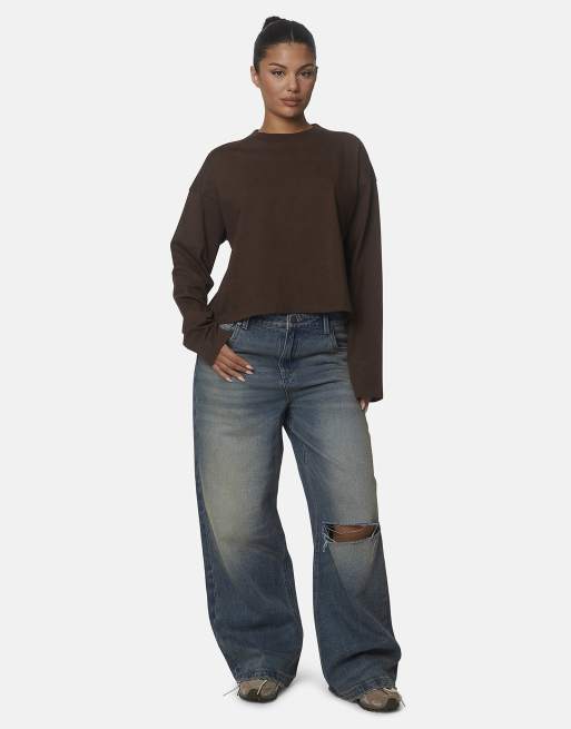 Good For Nothing T-shirt oversize in cotone con logo ricamato marrone, 3 di 5