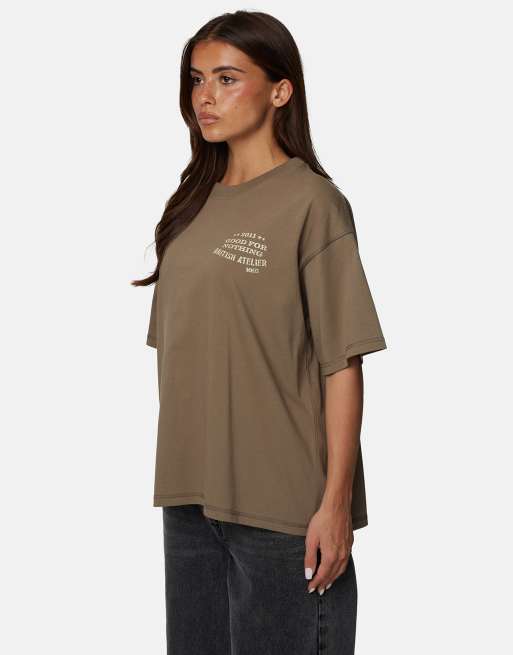 Good For Nothing - T-shirt oversize marrone con grafica, 4 di 4