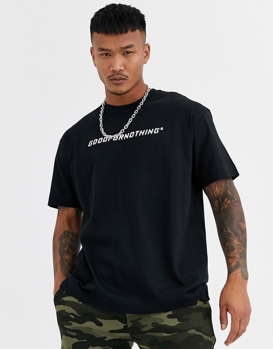 Good For Nothing - T-shirt oversize nera con logo racer-Nero