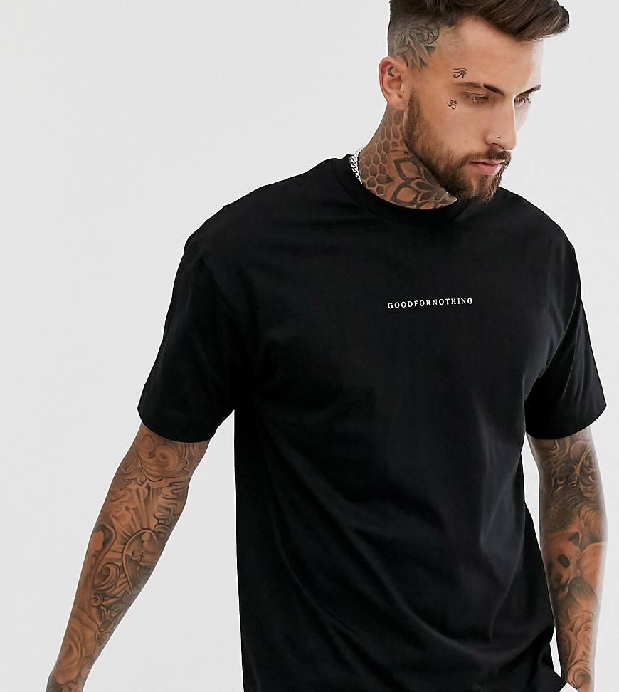 Good For Nothing - T-shirt oversize nera con logo-Nero