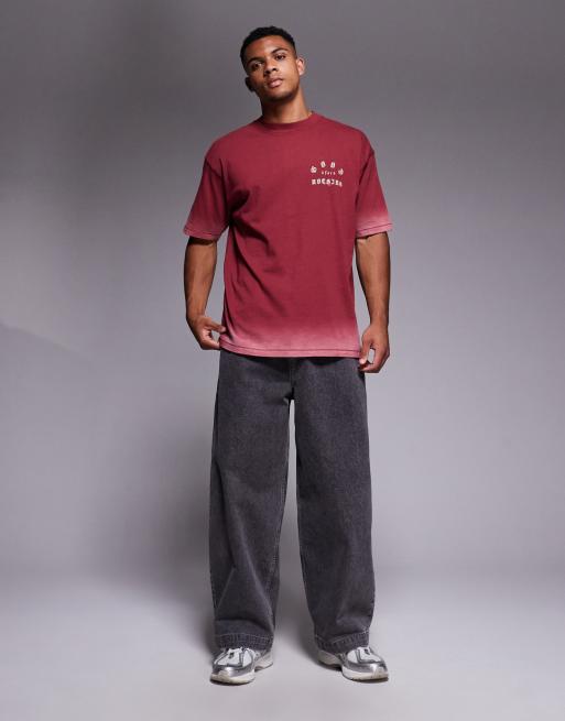 Good For Nothing - T-shirt oversize rossa con stampa sul retro ed effetto spray, 3 di 4