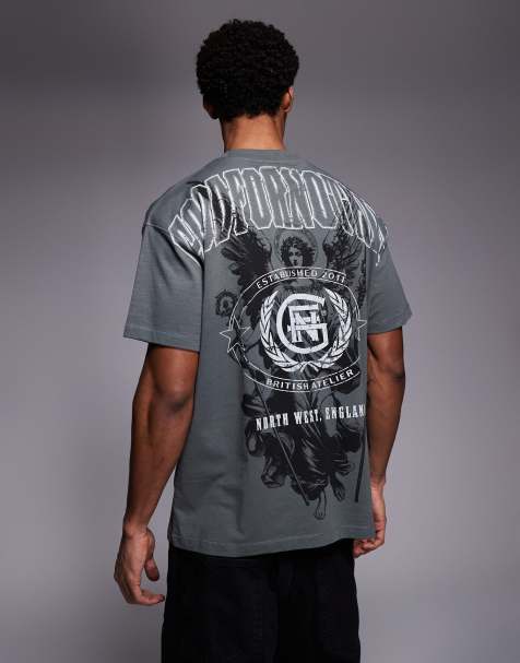 Good For Nothing – T-shirt oversize w kolorze spranej czerni z renesansowym nadrukiem na plecach - view 1