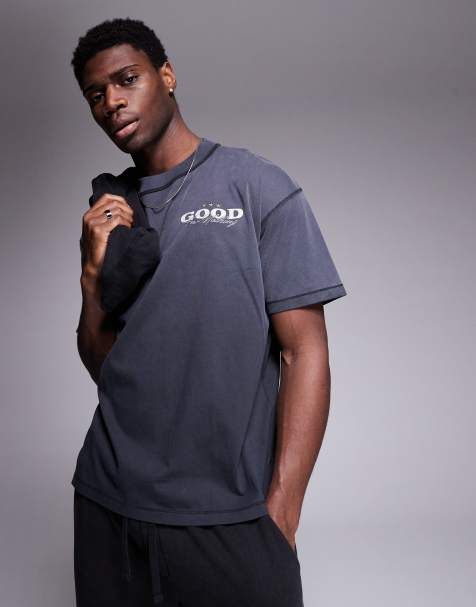 Good for nothing - T-shirt surteint effet vaporisé avec imprimé au dos - Gris - view 1