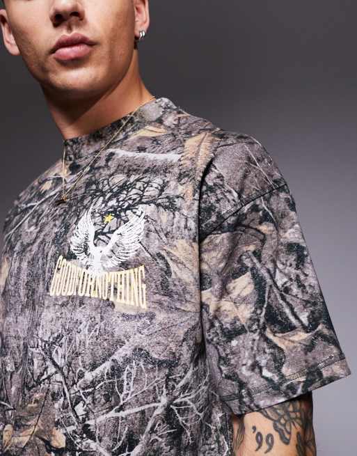Good For Nothing t-shirt with back print in camo, 3 of 4