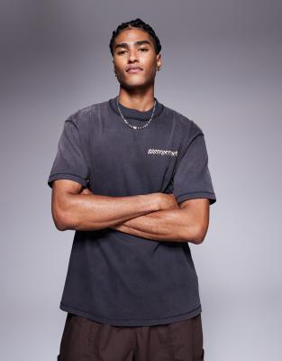 t-shirt with bird back print in charcoal-Gray