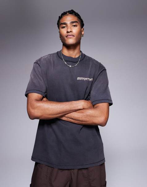 Good For Nothing t-shirt with bird back print in charcoal - view 1