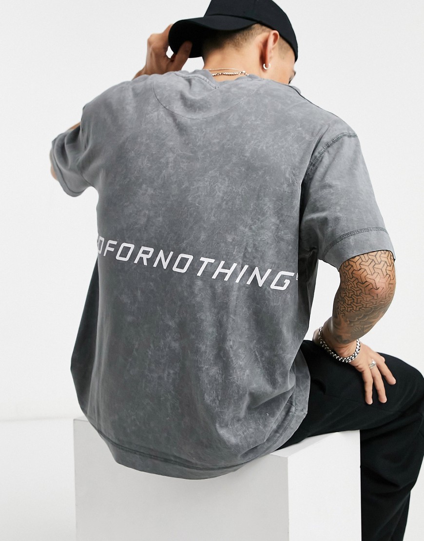 Good For Nothing T-shirt With Logo Back Print In Washed Gray-grey