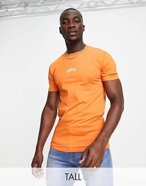 Good For Nothing Tall centre print logo t-shirt in orange