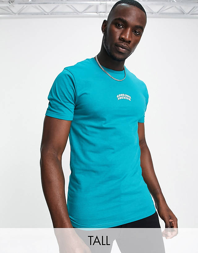 Good For Nothing - tall centre print logo t-shirt in turquoise